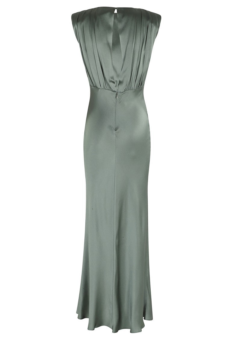 Semi Couture Tide Green Casilda Satin Backless Acetate-Blend Dress