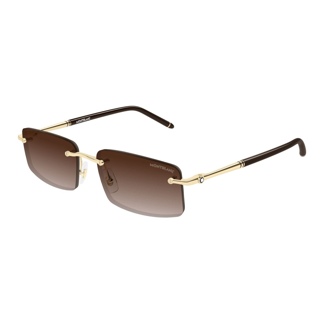 Montblanc Rimless Rectangular Sunglasses With Gold-Toned Temples