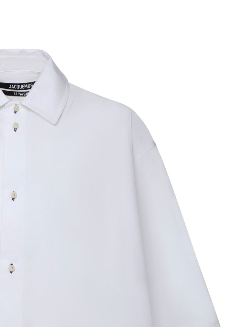 Jacquemus Boxy Cropped White Shirt With Pointed Collar