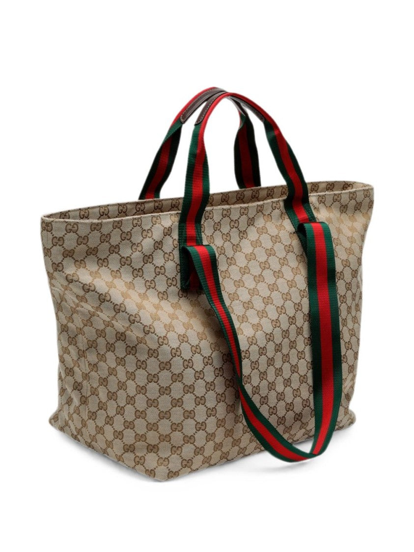 Gucci Beige Spacious Canvas Gg Pattern Tote Bag