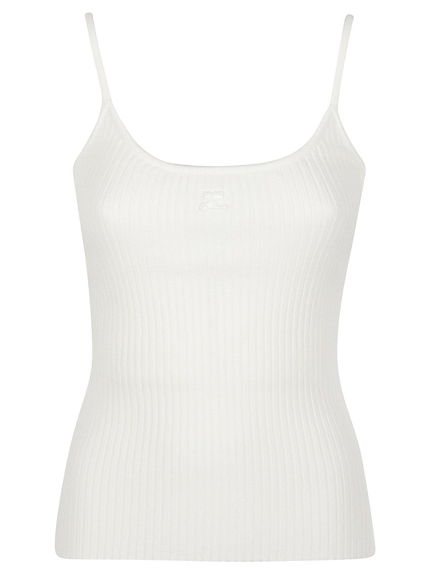 Courrèges Reedition Ribbed Viscose Blend Tank Top
