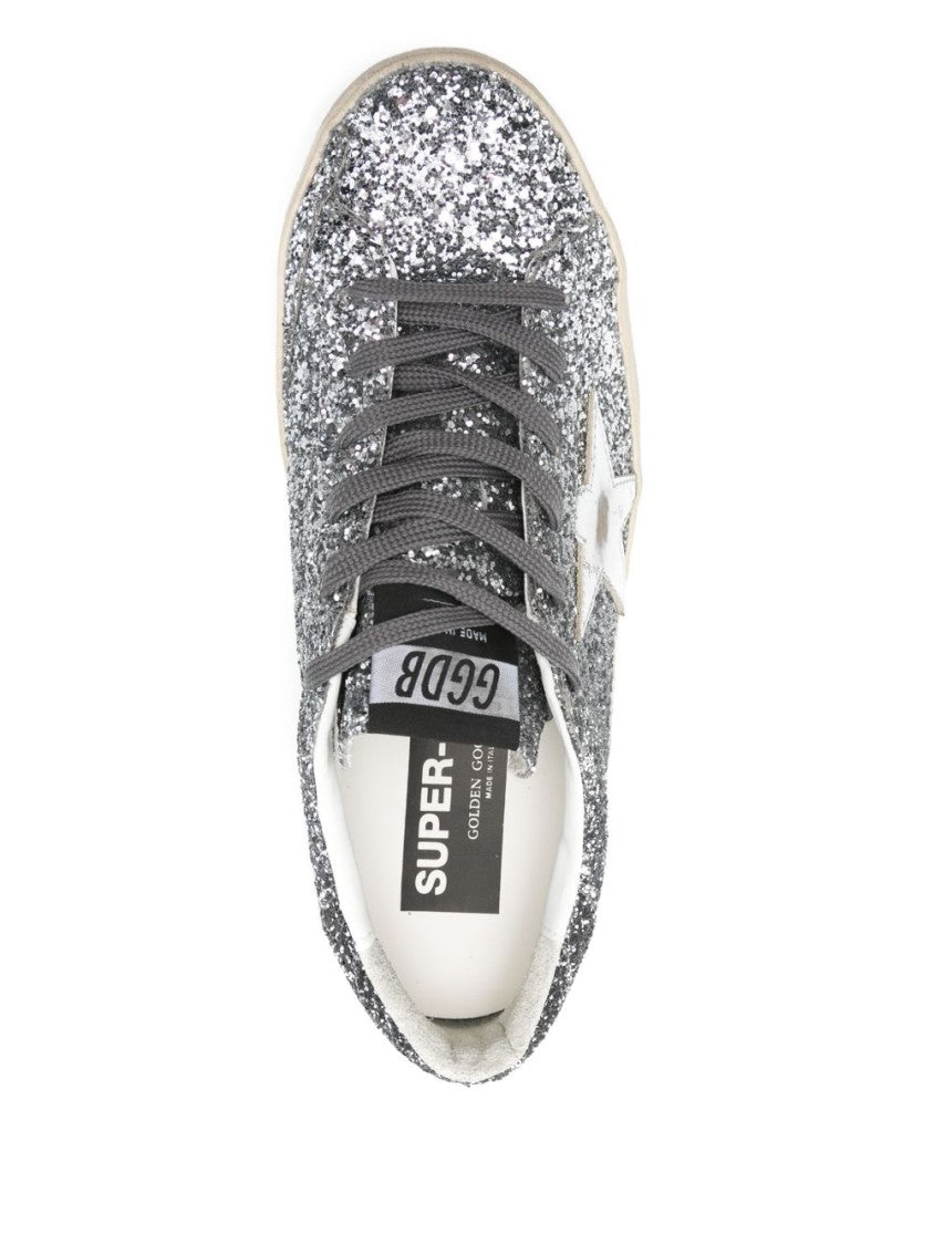 Golden Goose Front Lace-Up Glitter Sneakers