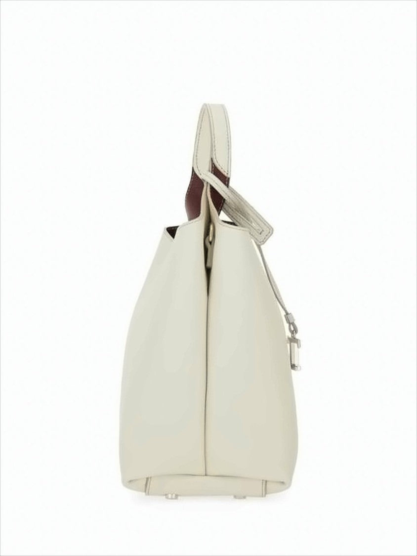 Tod's Structured White Calf Leather Tote Bag