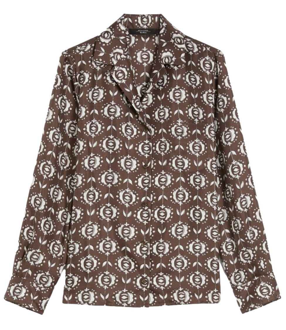 Max Mara Geometric Pattern Long-Sleeved Shirt With Classic Collar