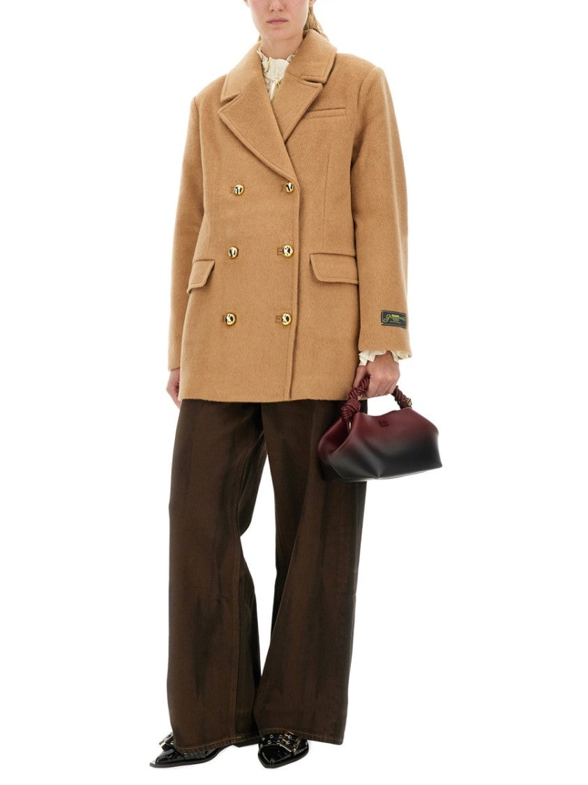 Ganni Double-Breasted Wool Blazer