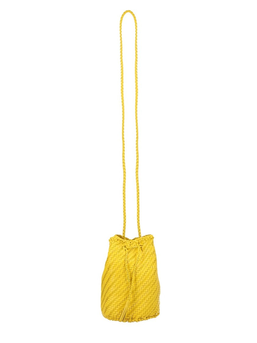 Dragon Diffusion Pompom Double Jump Yellow Woven Bag