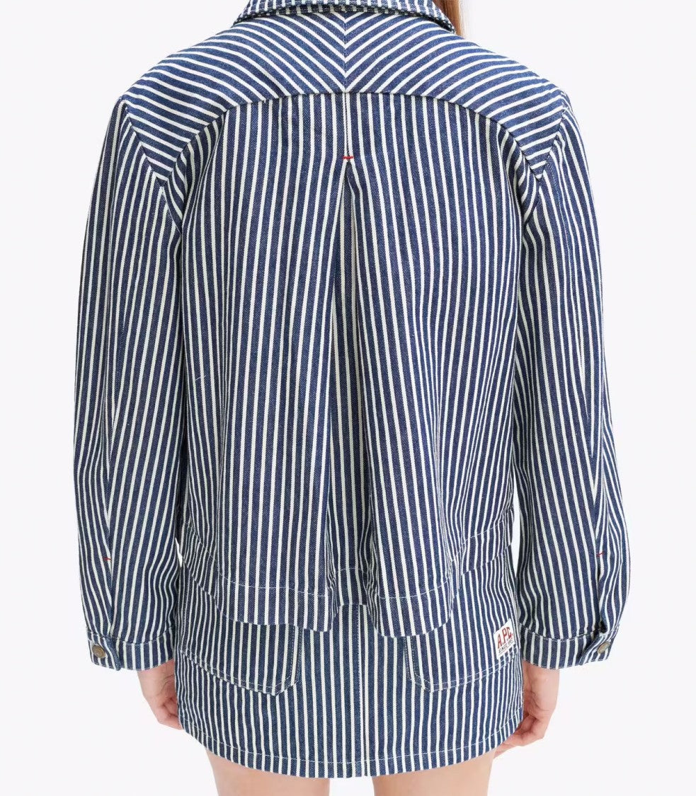 A.P.C. Blue And White Striped Heavyweight Cotton Jacket