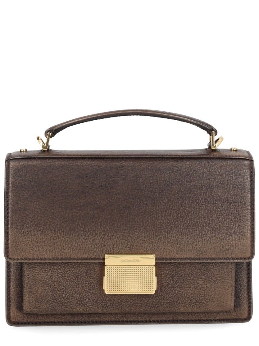 Golden Goose Structured Rectangular Gold Clasp Handbag