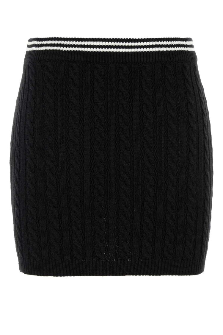 Alessandra Rich Black Cotton Mini Skirt