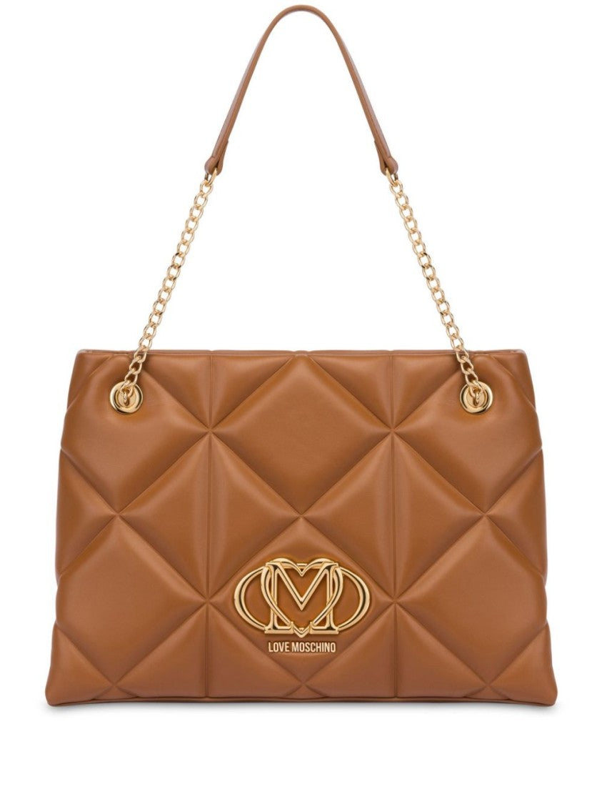Love Moschino Brown Quilted Shoulder Bag