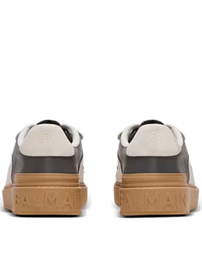 Balmain Tan Low Top B-Court Leather Sneakers