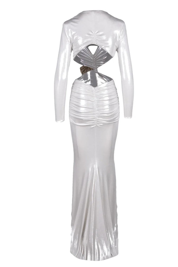 Alma Sanchez Long Ruched Dress - Pearl Grey