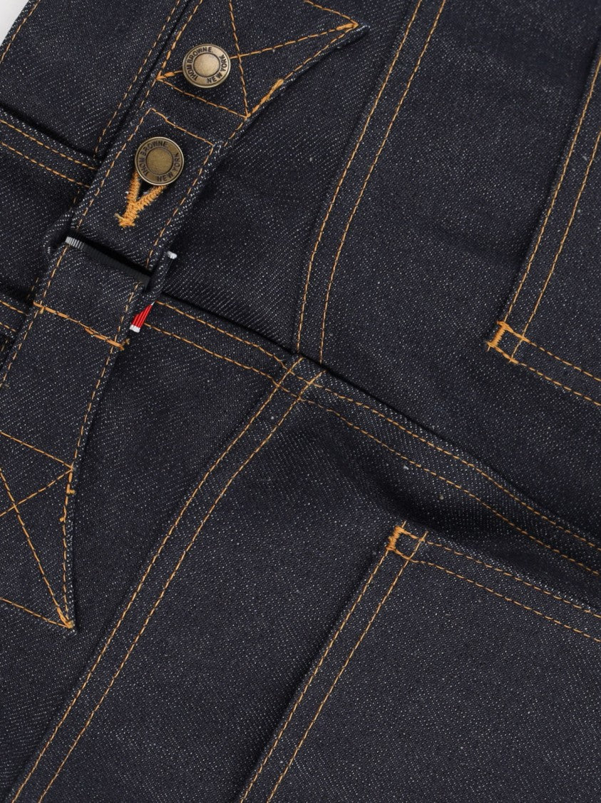Thom Browne High-Waisted Selvedge Denim Jeans With Adjustable Strap