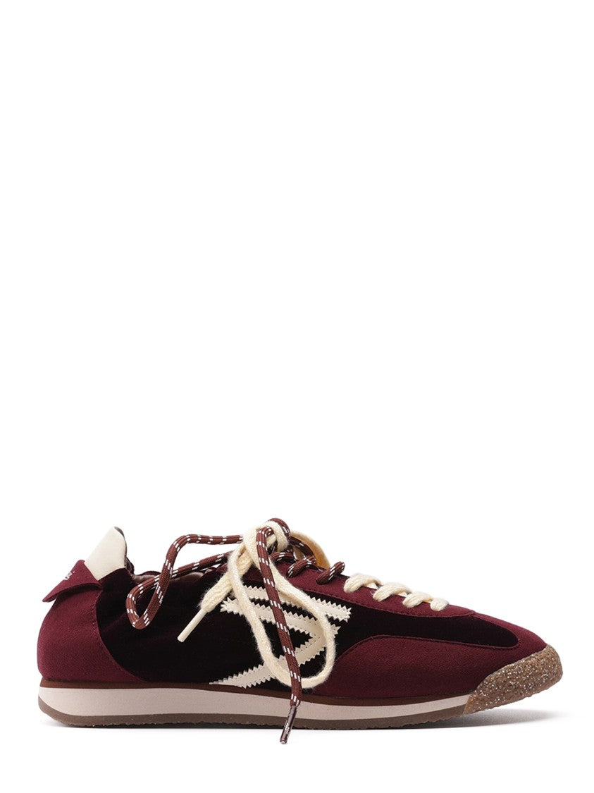 Puraai Vintage-Inspired Burgundy And Black Sneakers With Contrasting Details