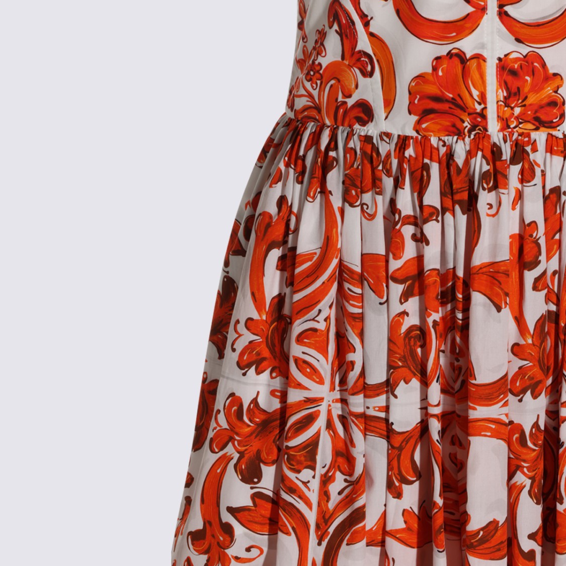 Dolce & Gabbana Intricate Orange Baroque Floral Midi Dress