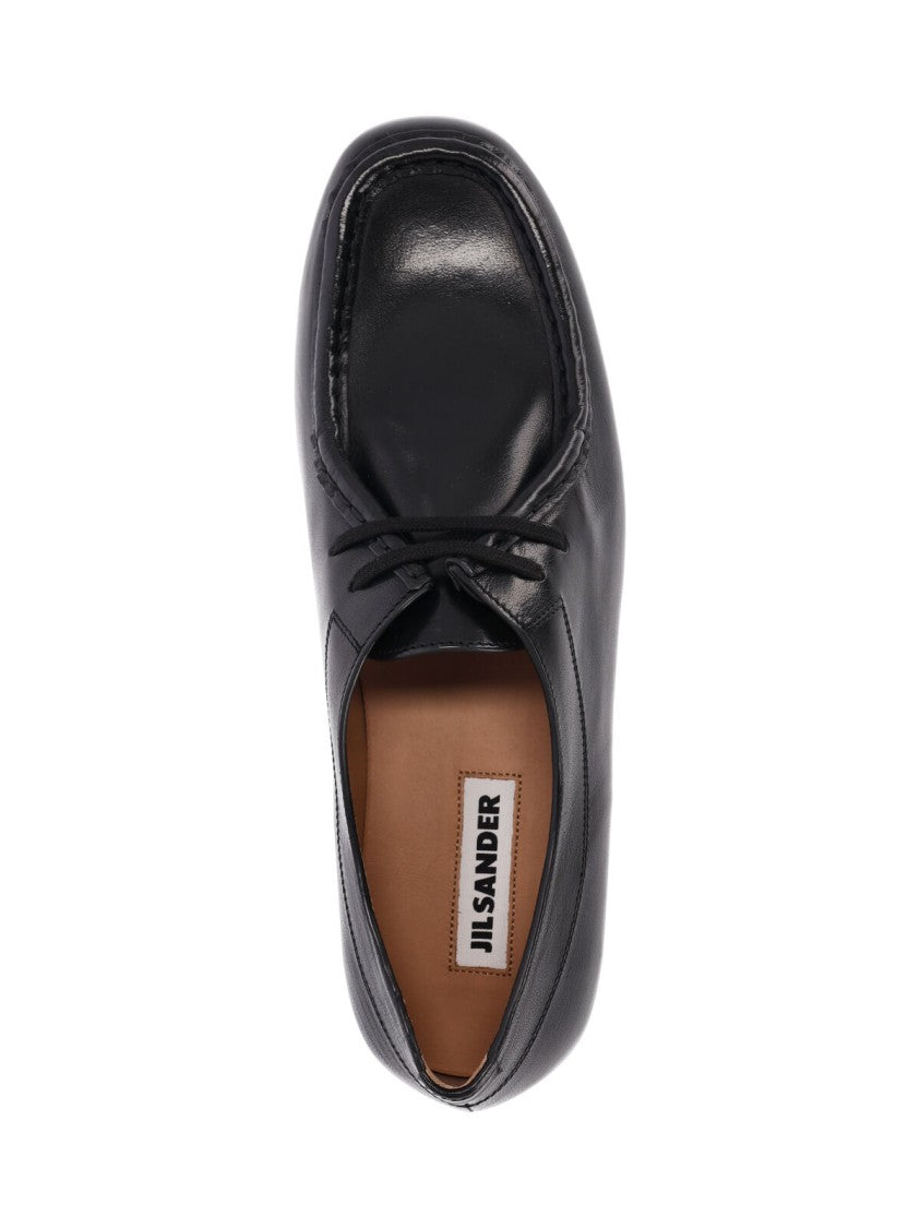 Jil Sander Black Hood Calfskin Flat Shoes