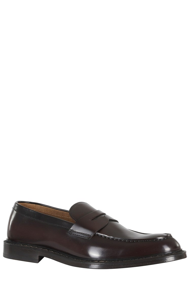 Doucal's Dark Brown Penny Leather-Sole Leather Loafers