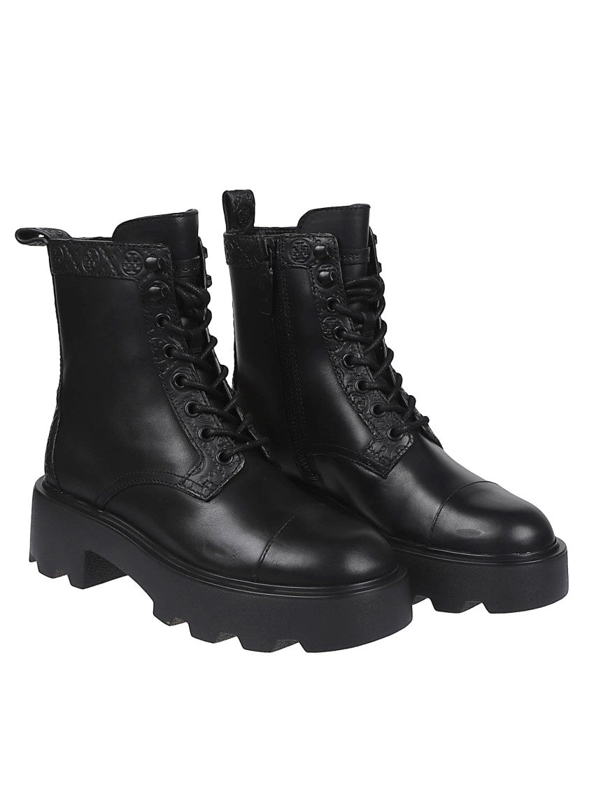 Tory Burch T Monogram Lace-Up Ankle Boots