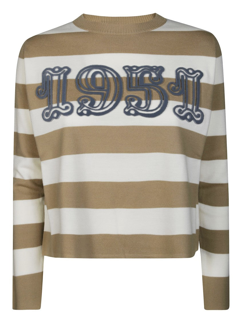Max Mara Cropped Knit Top With Bold Applique Detail