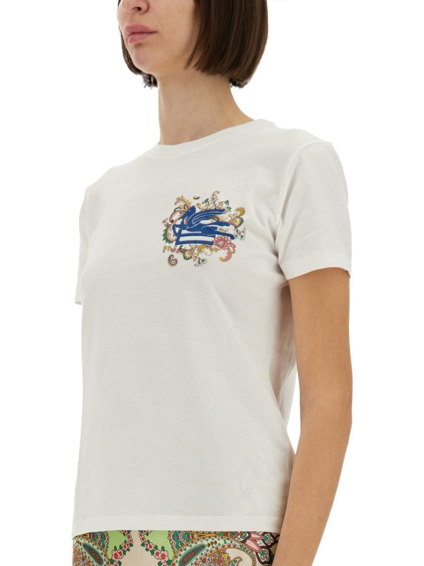 Etro Classic White T-Shirt With Logo Design