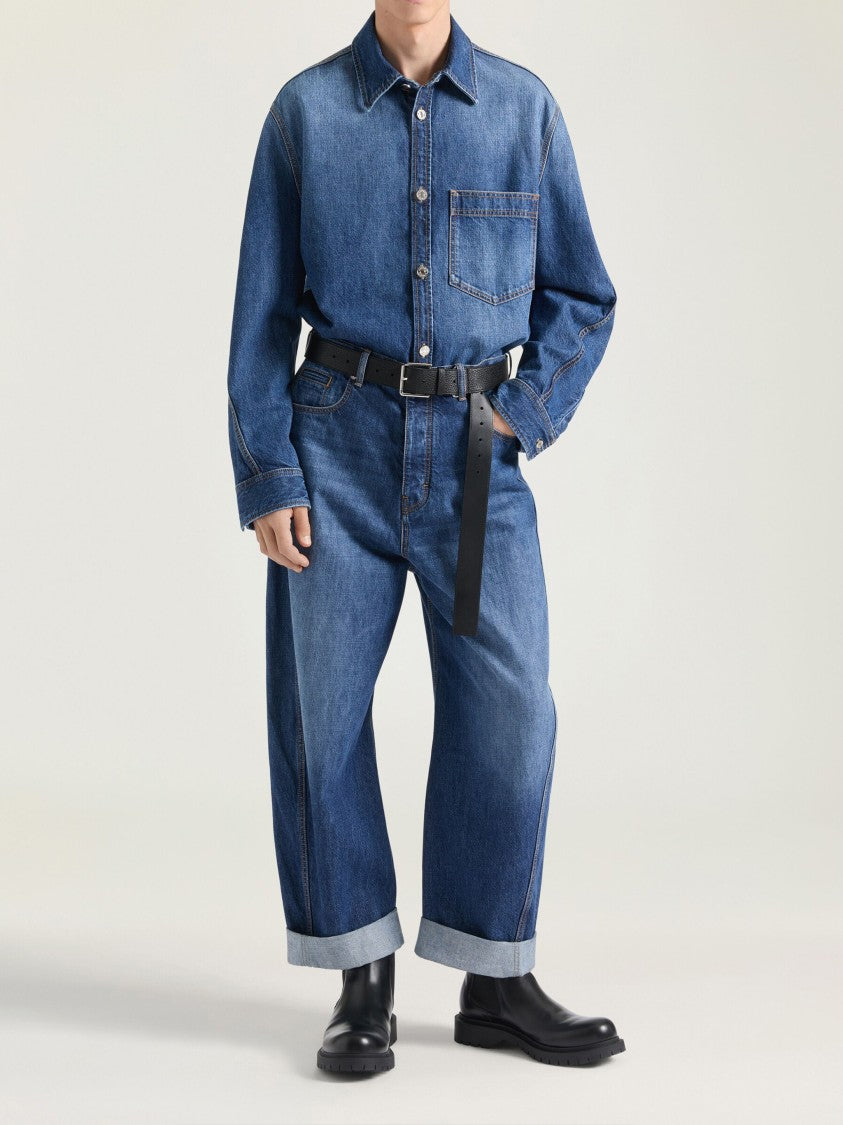 Givenchy Relaxed Wide-Leg Blue Twisted Seam Jeans