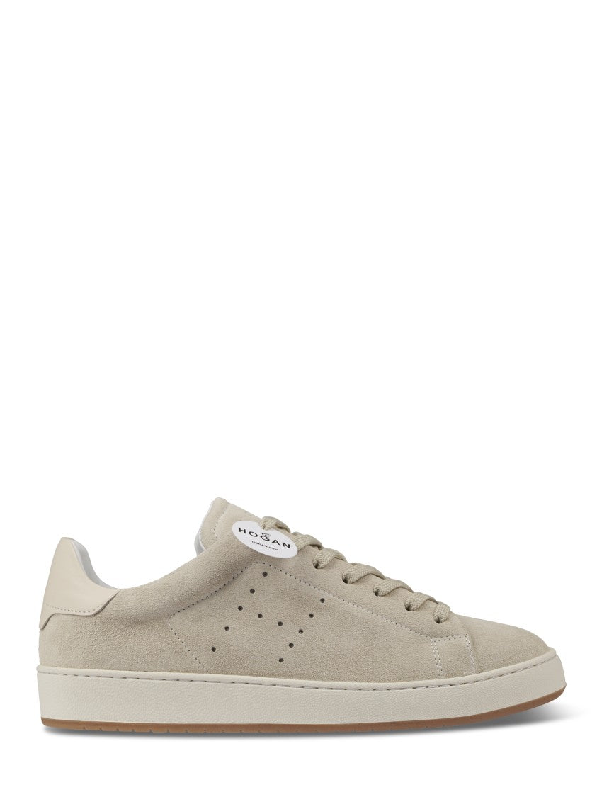 Hogan Minimalist Suede Sneakers With Perforated Detailing