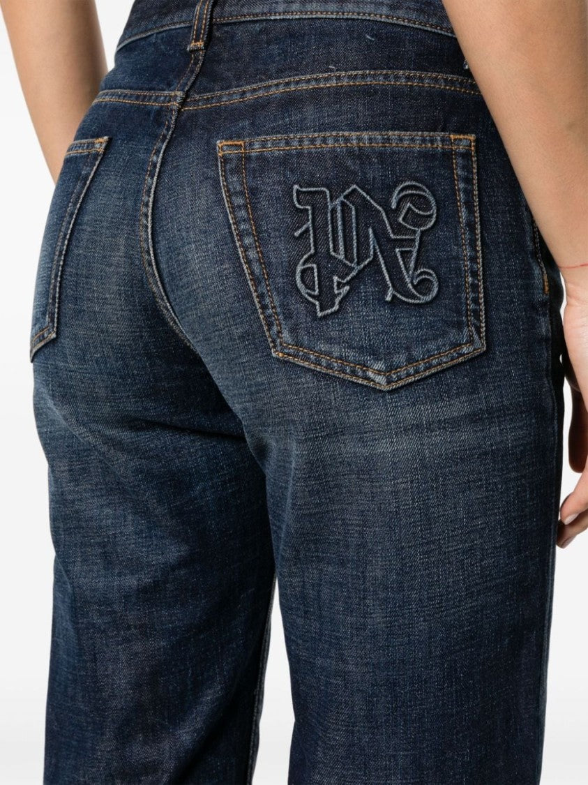 Palm Angels Blue Straight Leg Five Pocket Denim Jeans