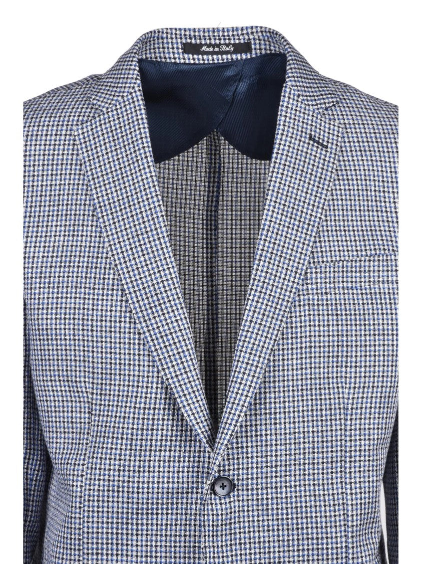 Sartoria Italiana White Blue Linen Cotton Rounded Jacket