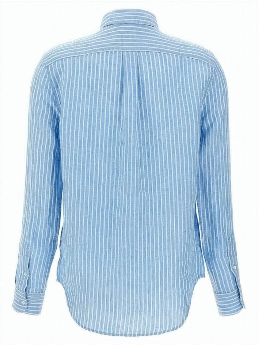 Polo Ralph Lauren Long-Sleeved Button-Up Linen Shirt With Vertical Stripes