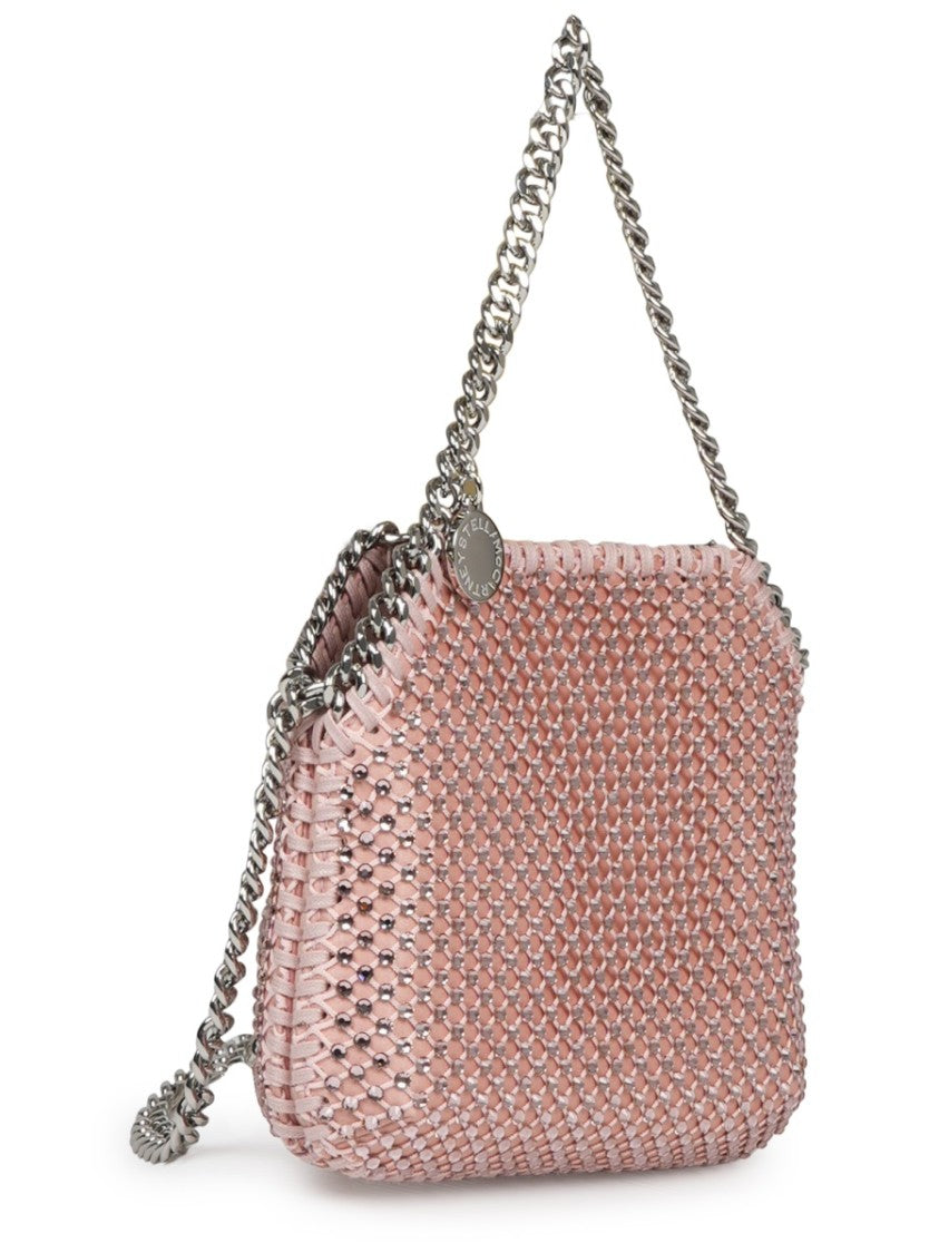 Stella Mccartney Woven Polyamide Shoulder Bag With Silver Chain Accents