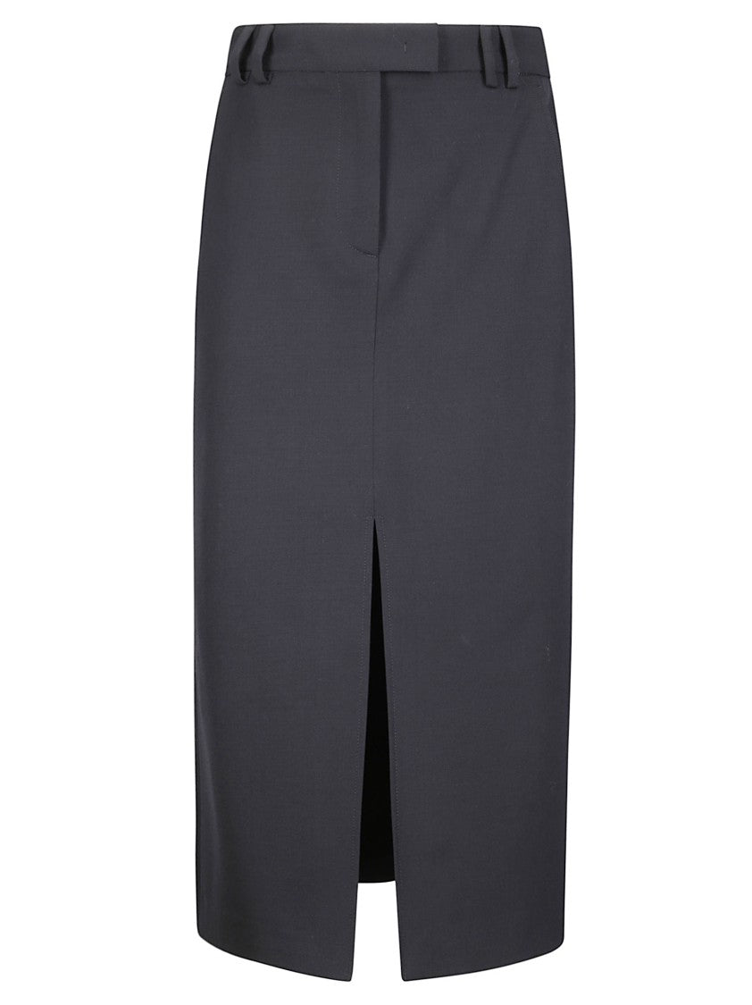 Alberto Biani Black Midi Skirt With Front Slit
