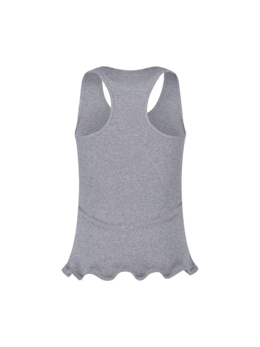 Stella Mccartney Grey Sleeveless Ruffled Hem Tank Top