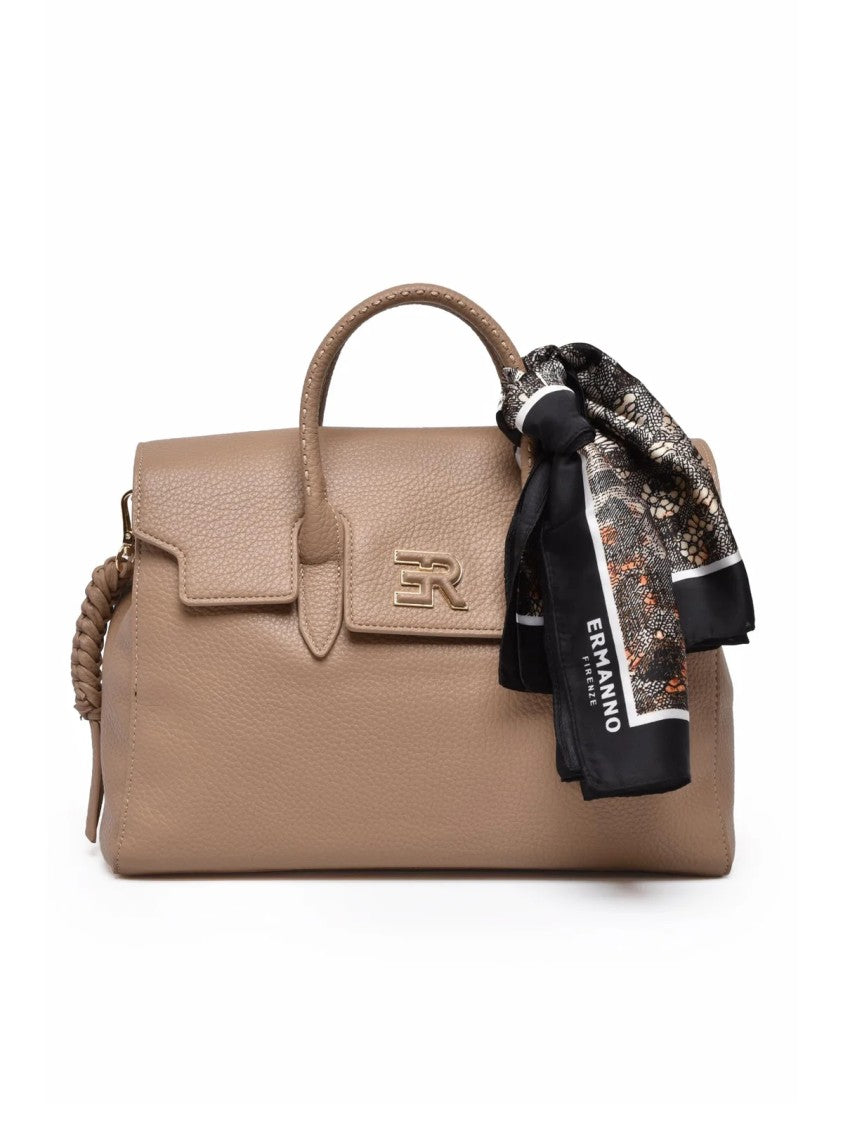 Ermanno Firenze Structured Handbag With Magnetic Snap Closure And Detachable Strap