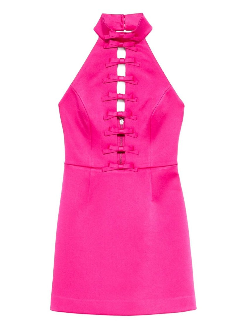 Rebecca Vallace Mini Pink Satin Dress With Halter Neckline