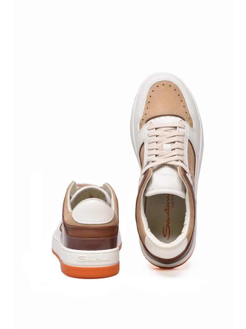 Santoni Leather Patchwork Sneakers