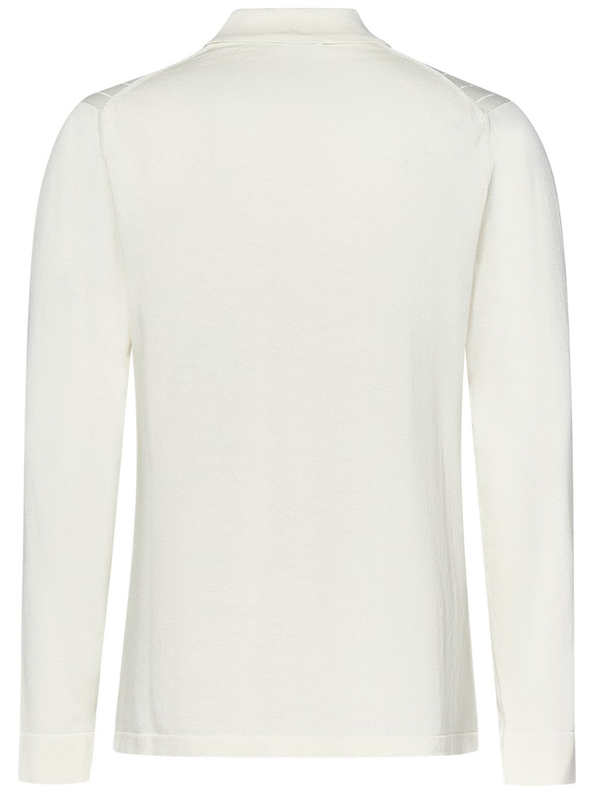 Malo White Knit Long-Sleeve Shirt With Ribbed Detailing