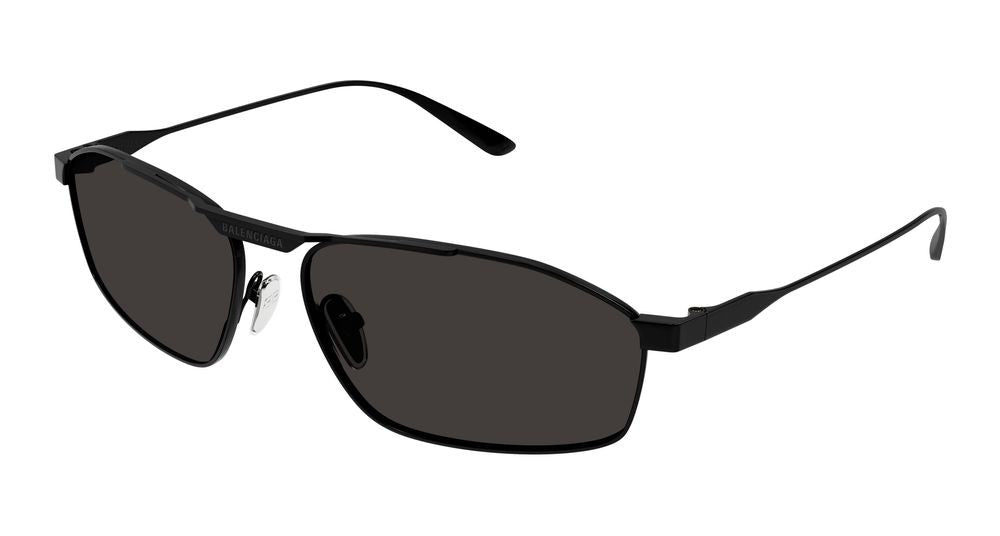 Balenciaga Black Matte Metal Square Sunglasses