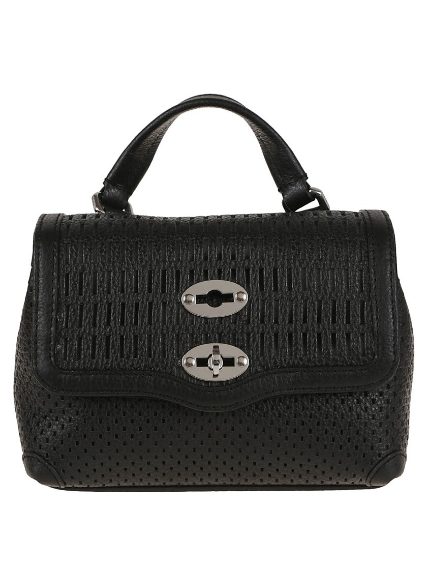 Zanellato Structured Black Calf Leather Shoulder Bag