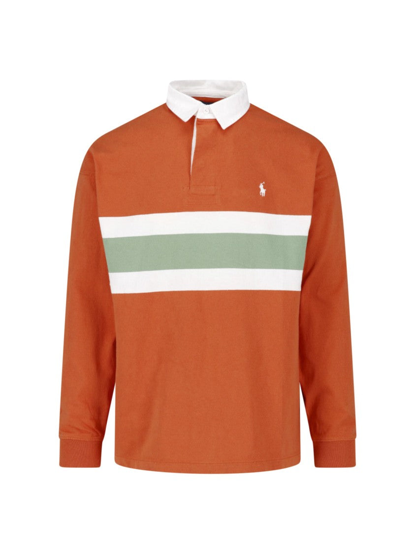 Polo Ralph Lauren Orange Striped Cotton Polo Shirt