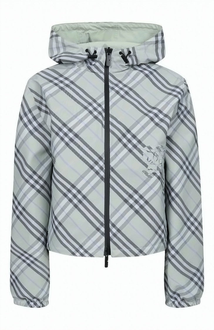 Burberry Cropped Hooded Jacket With Classic Check Pattern