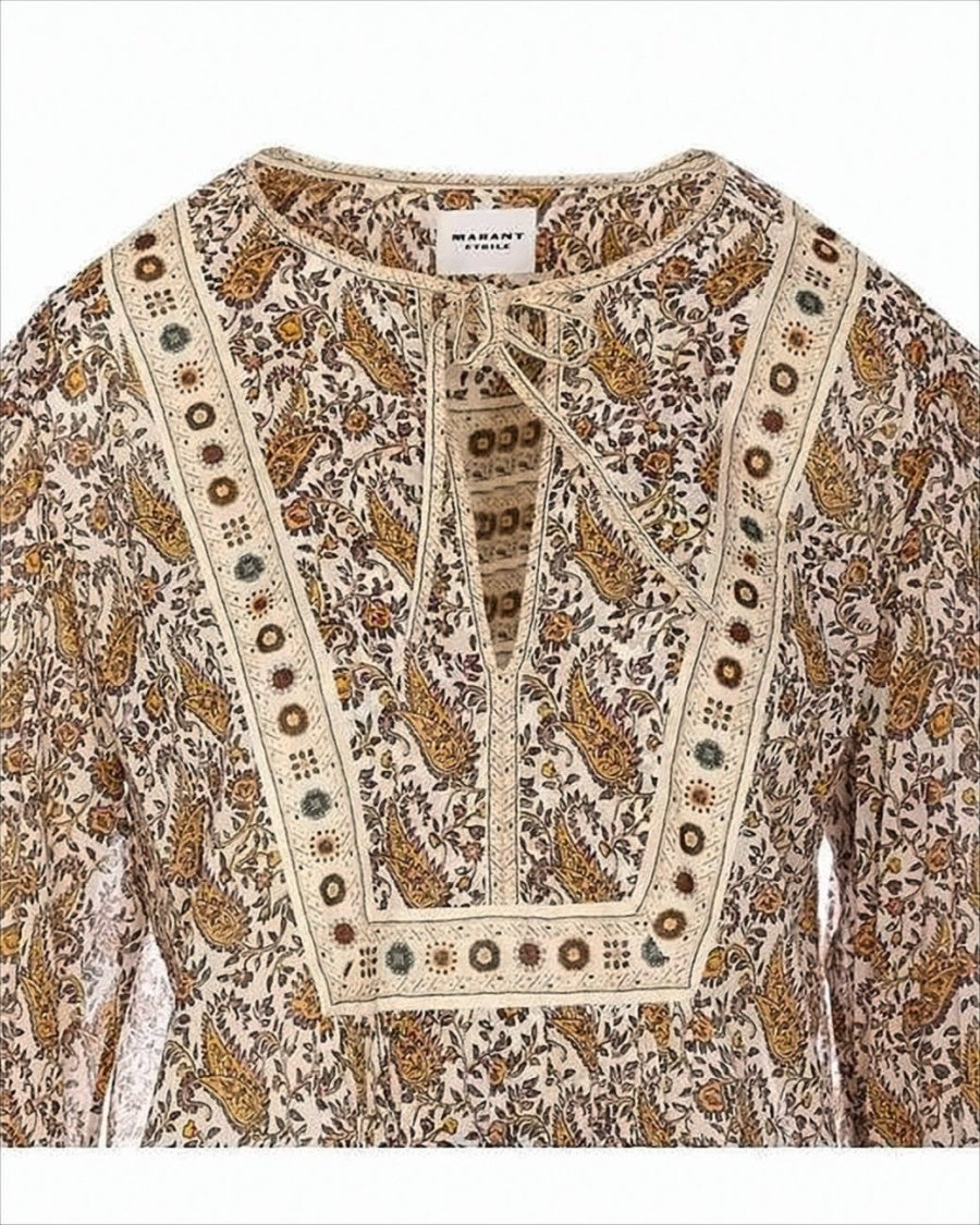 Isabel Marant Floral-Printed Cotton Blouse With Embroidered Detailing