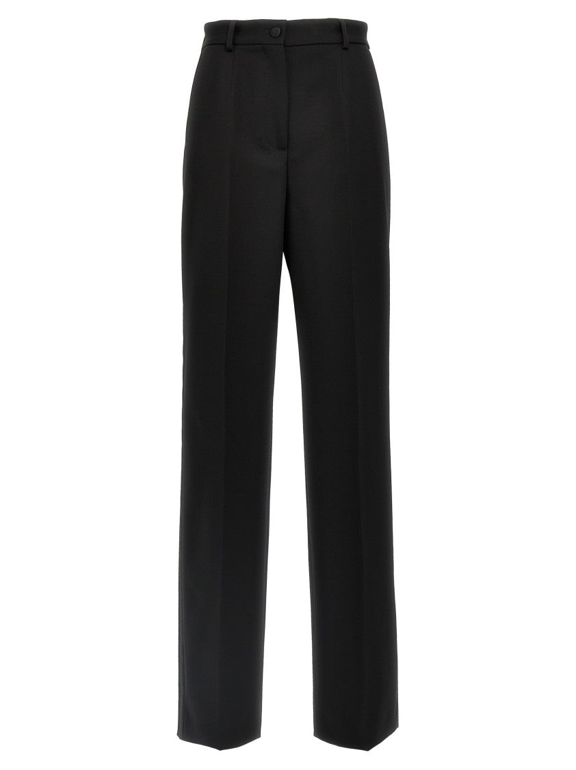 Dolce & Gabbana High-Waisted Wool Gabardine Tuxedo Pants With Refined Detailing