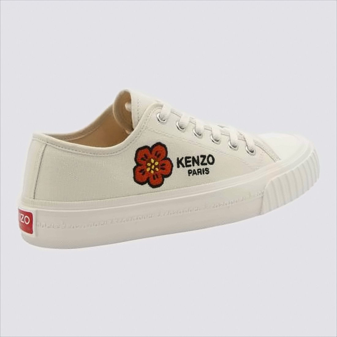 Kenzo Cotton Canvas Low-Top Sneakers With Floral Embroidery