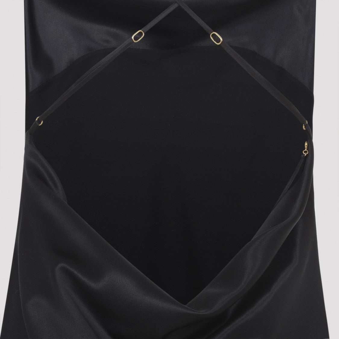Saint Laurent Glossy Silk Dress With Crisscross Straps