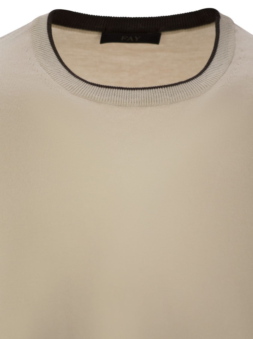 Fay Crew-Neck Jumper In Shaved Cotton Knit