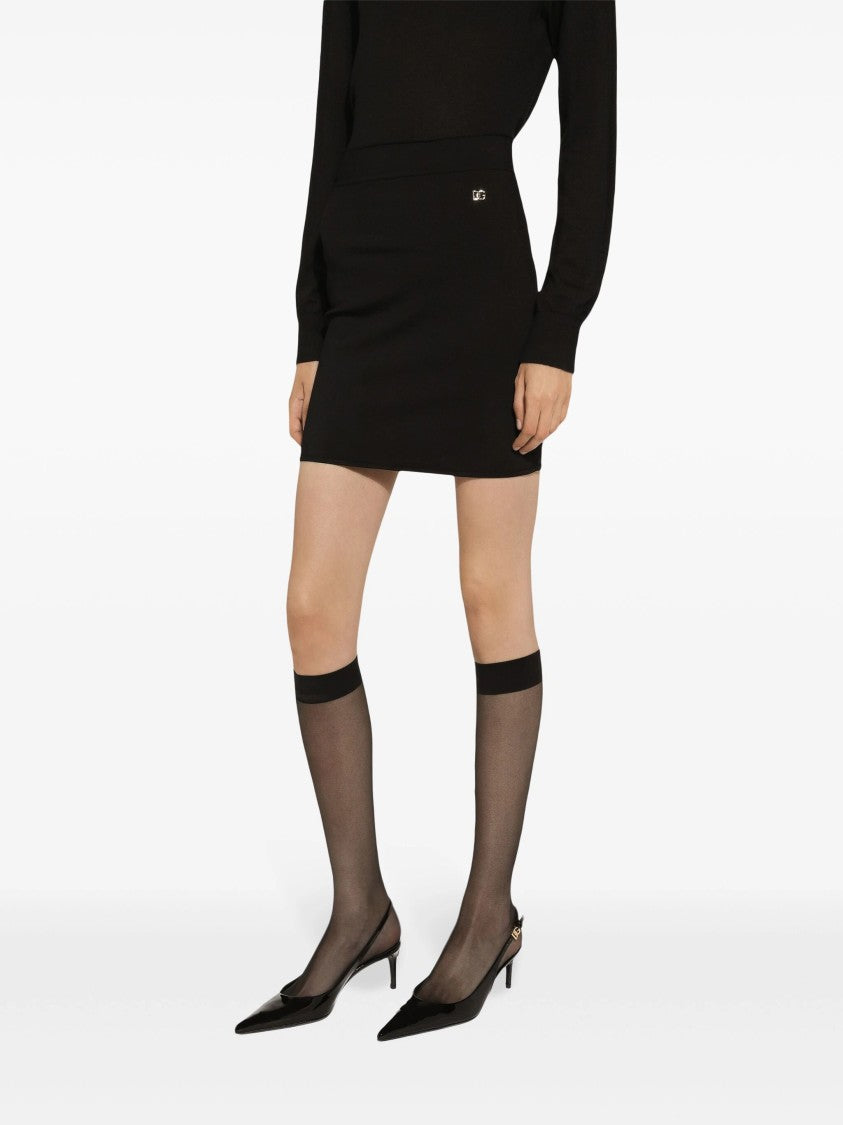 Dolce & Gabbana Black Fitted Stretch Viscose Knit Skirt