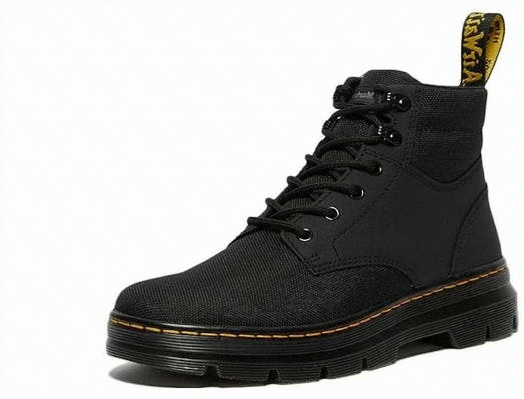 Dr. Martens High-Top Black Canvas And Synthetic Leather Boots