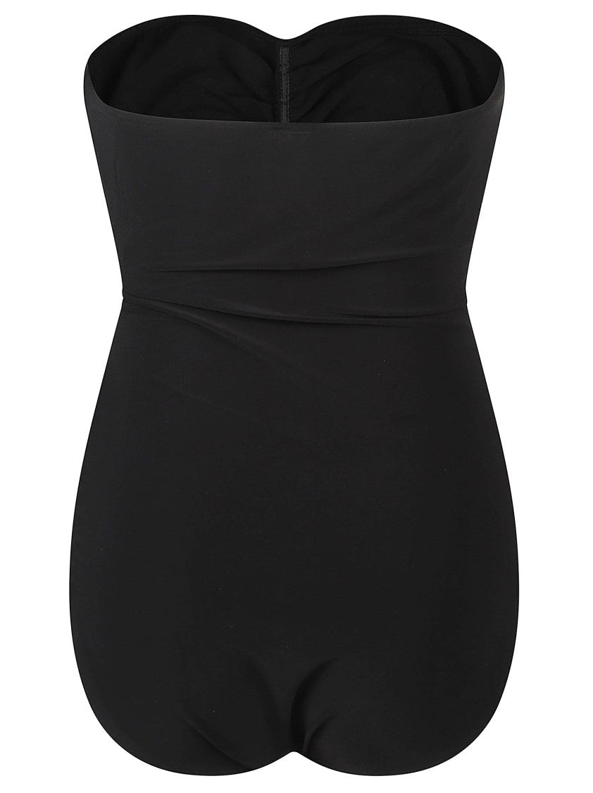 Norma Kamali Strapless Shirred Polyester One-Piece