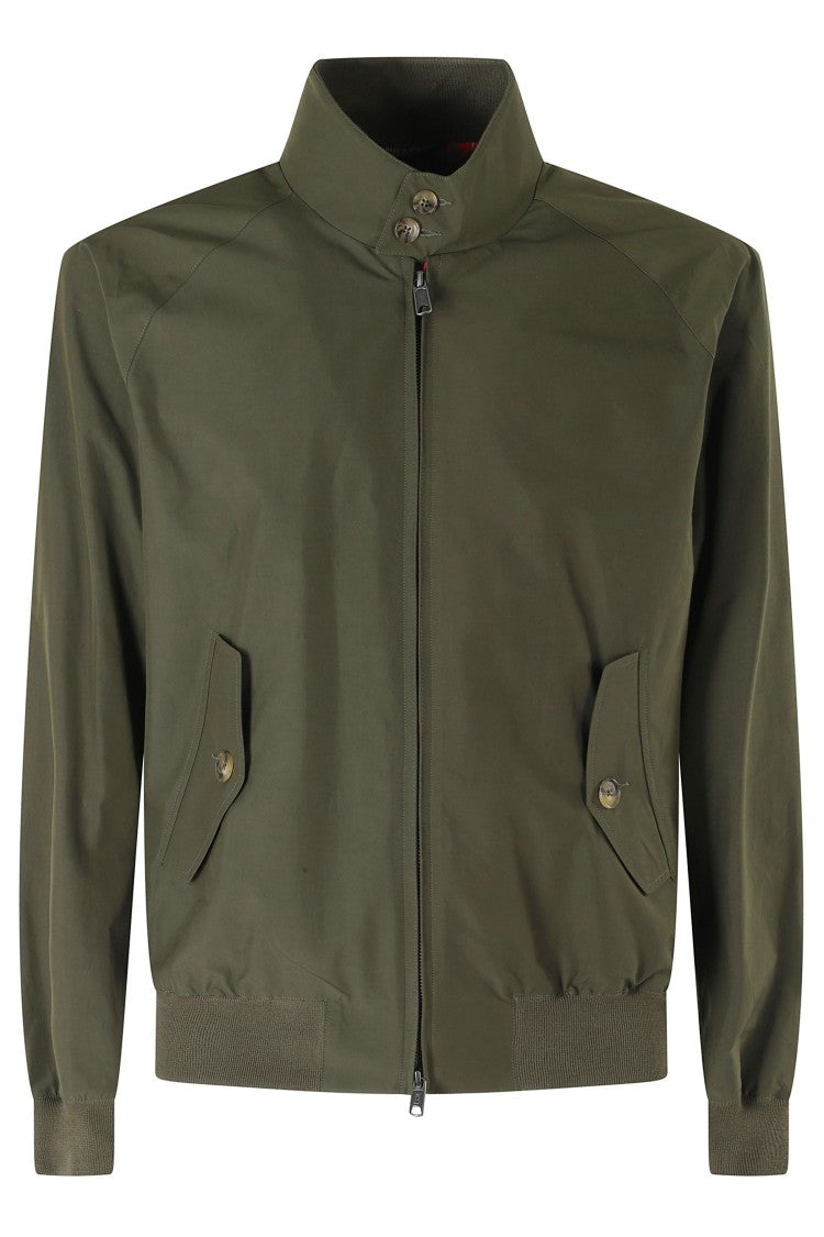 Baracuta Olive Green G9 Cloth Ribbed Trim Polyamide-Blend Bomber Jacket