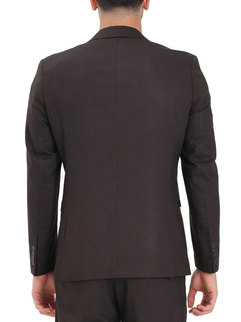 Selected Brown Two-Button Wool-Blend Blazer